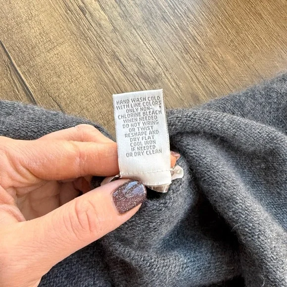 Kenar 100% Gray Open Front Women's Cashmere Cardigan Size Large - Picture 5 of 6